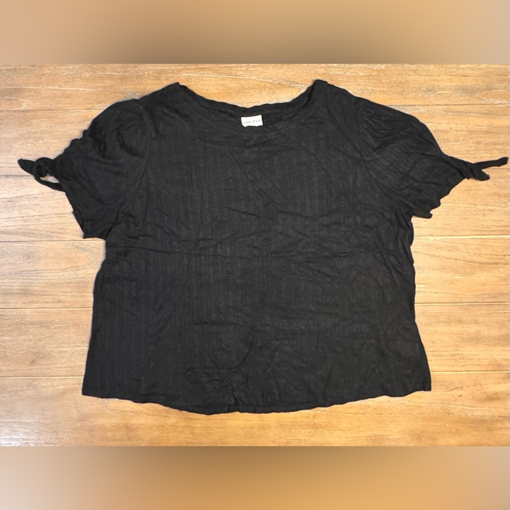 Ava & Viv Black Textured Short Sleeve Tee